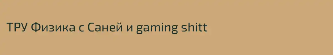ТРУ Физика c Саней и gaming shitt
